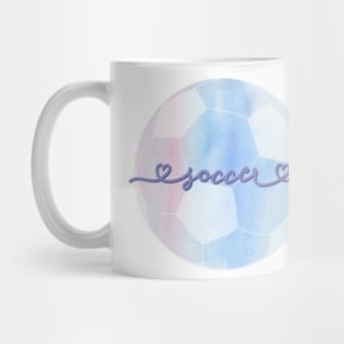 I Love Soccer Lilac, Light Blue and Pink Watercolor Aesthetic Mug